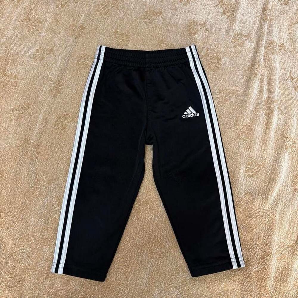Adidas Kids Black Three Stripe Track Pants Size 18M